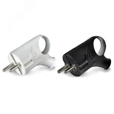 Вилка угловая с ушком с заземлением черная (16 А, 250 В) ''UNIVERSAL''