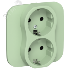 FLITE Розетка 2-местная с заземлением без защитных шторок безвинтовое крепление 16А в сборе РС12-1-А-ФлФ фисташковый IEK