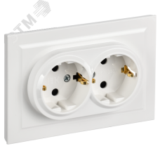 BRITE Розетка 2-местная с заземлением с защитными шторками 16А в сборе РСш12-3-БрБ белый