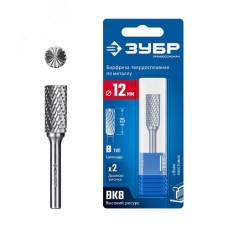 Борфреза твердосплавная, ПРОФЕССИОНАЛ тип B цилиндр с торцевыми зубьями, 12х25 мм, хвостовик 6 мм