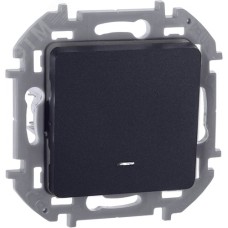 Выключатель 1-клавишный с подсветкой/индикацией 10АХ безвинтовое крепление антрацит INSPIRIA