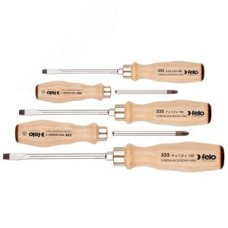 Набор отверток ударных SL/PZ с деревянной рукояткой, 5 шт