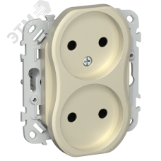 FLITE Розетка 2-местная без заземления без защитных шторок безвинтовое крепление 10А РС02-1-ФлШ шампань IEK