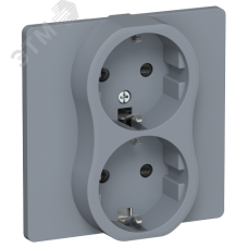FLITE Розетка 2-местная с заземлением с защитными шторками безвинтовое крепление 16А в сборе РСш12-1-К-ФлМ маренго IEK