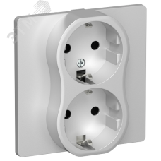 FLITE Розетка 2-местная с заземлением без защитных шторок 16А в сборе РС12-0-К-ФлА алюминий IEK