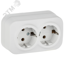 GLORY Розетка 2-местная для открытой установки с заземлением без защитных шторок 16А РС22-3-ХБм белый матовый IEK