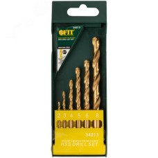 Набор сверл HSS по металлу, титановое покрытие, 6 шт (2-3-4-5-6-8 мм)