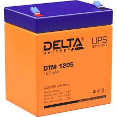 Батарея DELTA серия DTM, DTM 1205, напряжение 12В, емкость 5Ач (разряд 20 часов),  макс. ток разряда (5 сек.) 75А, макс. ток заряда 1.5А, свинцово-кислотная типа AGM, клеммы F2, ДxШxВ 90х70х101мм., вес 1.8кг., срок службы 6 лет./ Battery DELTA series DTM,