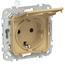 FLITE Розетка с заземлением с защитными шторками и крышкой 16А IP44 РСшкр11-0-44-ФлШм шамуа IEK