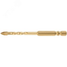 Сверло универсальное, 4 режущие кромки, титановое покрытие, шестигранный U-хвостовик под биту, 5х90 мм