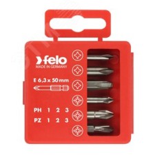 Набор бит PZ1-3 и PH1-3 50 мм в упаковке, 6 шт