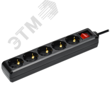 Удлинитель У05К 5 мест с заземлением 3м 3х1мм2 16А 250В черный