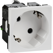 Розетка 45град с заземляющим контактом защитной шторкой и безвинтовым зажимом (2 модуля) белая
