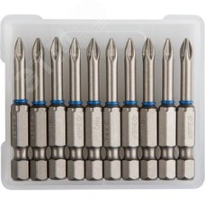 Биты ''ЭКСПЕРТ'' торсионные кованые, обточенные, хромомолибденовая сталь, тип хвостовика E 1/4'', PZ1, 50мм, 10шт