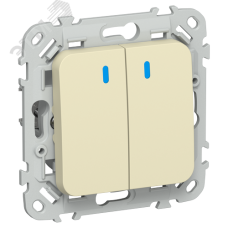 FLITE Выключатель 2-клавишный проходной с индикацией 10А ВС62-1-1-ФлН навахо IEK