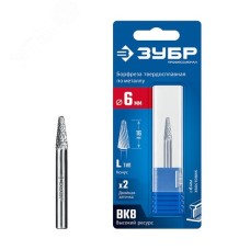 Борфреза твердосплавная, ПРОФЕССИОНАЛ тип L конус с закругленным углом 28°, радиус 1.2 мм, 6х16 мм, хвостовик 6 мм