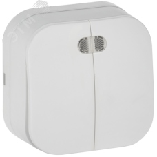 GLORY Выключатель 2-клавишный для открытой установки с индикацией 10А ВС20-2-1-ХБм белый матовый IEK