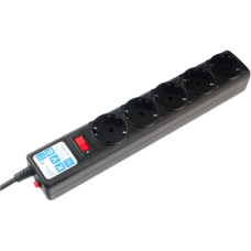 Фильтр-удлинитель Power Cube 3,0 м 5 розеток (черный графит) 10А/2,2кВт/ Surge protector Power Cube 3.0 m 5 outlets (Black graffite) 10A / 2.2kW