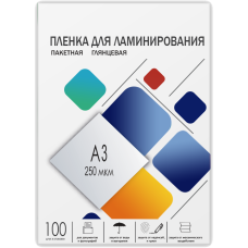 Пленка для ламинирования A3, 303х426 (250 мкм) глянцевая 100шт/ Пленка для ламинирования A3, 303х426 (250 мкм) глянцевая 100шт, ГЕЛЕОС [LPA3-250]