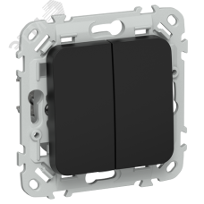 FLITE Выключатель 2-клавишный кнопочный проходной 10А ВС62-2-0-ФлЧ черный IEK