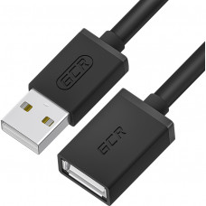 GCR PRO Удлинитель 1.0m USB 2.0 AM/AF, черный, 28/24 AWG, медь, заземление, морозостойкий