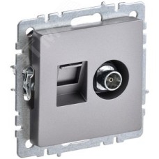 BRITE Розетка двойная TV+RJ45 кат.5E РТВ/РК12-БрС сталь