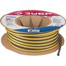 Резиновый промышленный уплотнитель ГАРМОНИЯ самоклеящийся, профиль ''D'', размер 21х17мм, чёрный, 50