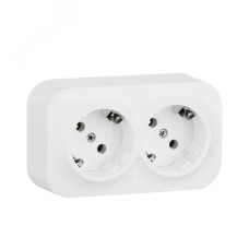 Розетка 2-местная для открытой установки с заземлением без защитных шторок с предварительным подключением 16А белый QUTEO