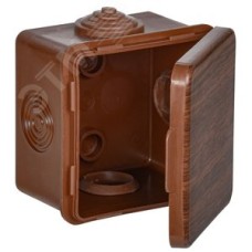 Коробка распределительная КМ 65х65х50мм для наружного монтажа с откидной крышкой  IP54 4 вв. дуб