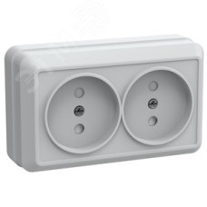 OKTAVA Розетка 2-местная без заземления с защитными шторками для открытой установки 10А РСш22-2-ОБ белый GENERICA