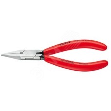 Плоскогубцы захватные прецизионные плоские вогнутые узкие губки L-125 мм чёрные обливные рукоятки