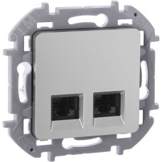 Розетка компьютерная двойная RJ45 категория 6 UTP алюминий INSPIRIA