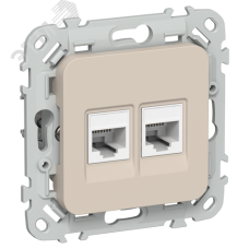 FLITE Розетка 2-местная компьютерная RJ45 категория 5Е UTP РК5е-2-0-ФлЛ льняной IEK