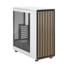 Корпус ПК без блока питания/ Case Fractal Design North TG Clear Tint, Midi-Tower, 2x140mm, 2xUSB-A 3.2 + 1xUSB 3.2 Type-C ATX, mATX, mITX Wood panel, Chalk White
