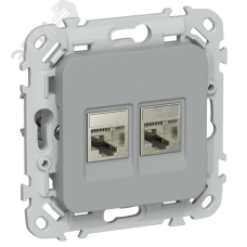 FLITE Розетка 2-местная RJ45/RJ11 категория 5Е/3 STP РКТ5е/3-2-1-ФлС серый IEK