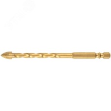 Сверло универсальное, 4 режущие кромки, титановое покрытие, шестигранный U-хвостовик под биту, 8х115 мм