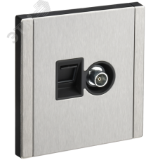 FORTE&PIANO Розетка двойная TV+RJ45 кат.6 FP737M металл никель IEK