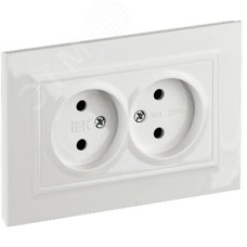 BRITE Розетка 2-местная без заземления с защитными шторками 10А в сборе РСш12-2-БрБ белый IEK