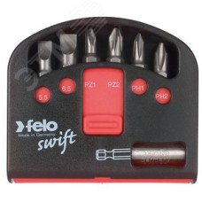 Набор бит PZ/PH Industrial с держателем бит в кейсе Swift, 7 шт