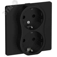 FLITE Розетка 2-местная с заземлением без защитных шторок безвинтовое крепление 16А в сборе РС12-1-К-ФлЧ черный IEK