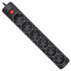 Сетевой фильтр Defender DFS 153 3 м, черный, 6 розеток/ Surge Protector Defender DFS 153 3m, black, 6 outlets