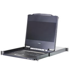 8-портовый KVM-переключатель с ЖК-дисплеем Slideaway/ATEN/ 17.3" 8-Port PS/2-USB VGA Single Rail LCD KVM Switch