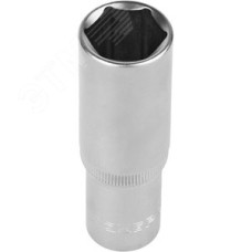 Головка торцовая ''Мастер'' (1/2''), удлиненная, Cr-V, FLANK, хроматированное покрытие, 19мм