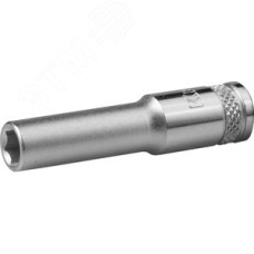 Торцовая головка ''INDUSTRIE QUALITAT'', удлиненная, Cr-V, FLANK, хромосатинированная, 1/4'', 6 мм