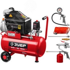 Компрессор воздушный с набором аксессуаров, 240 л/мин, 24 л, 1500 Вт