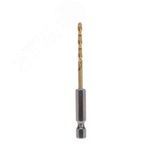 Сверло по металлу, 3 мм, Р6М5, ТИТАН, шестигранный хвостовик (1 шт. в упаковке) DIN 338