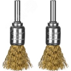 Щетки кистевые для дрели, витая стальная лат унированная проволока 0,3мм, 17мм, 2шт ''Профессионал''.