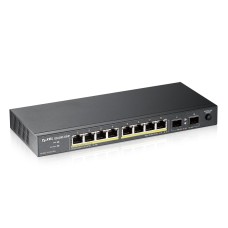 Коммутатор/ Zyxel GS1100-10HP 8xGE PoE+ 2xSFP PoE+ Switch Desktop Silent 130W PoE Budget Kensigton lock