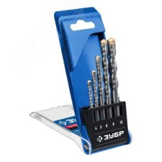 Набор сверл по бетону усиленных, ПРОФЕССИОНАЛ 5 шт: d 4-5-6-8-10 мм 3-х гранный хвостовик