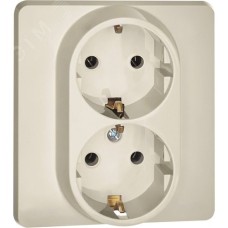 Розетка 2-местная с заземлением без защитных шторок 16А в сборе слоновая кость INSPIRIA